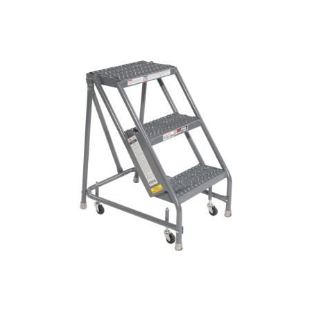 Tri Arc Manufacturing Grip 16"W 3 Step Steel Rolling Ladder 10"D Top Step - KDSR003162 KDSR003162